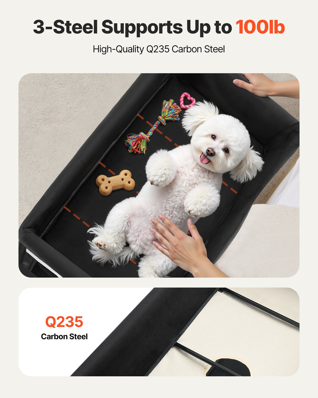 Elevated Lounge Pet Bed Foldable Bunk Dog Bed With Wheels & Side Bags L