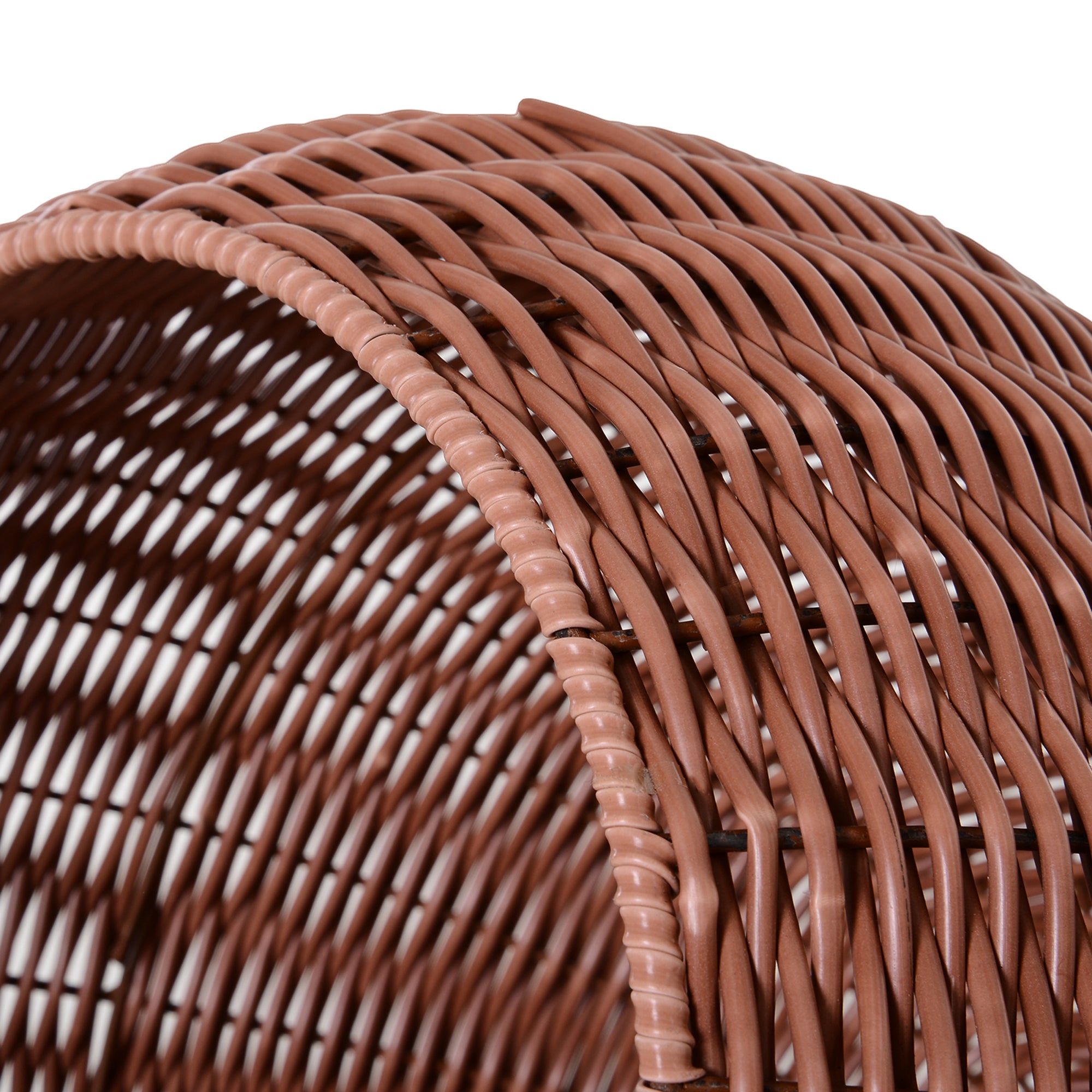 Elevated Cat Bed with Rotatable Egg Chair Pod, Cat Basket Bed with Thick Cushion, Natural Mat Grass Woven Kitty House, Brown